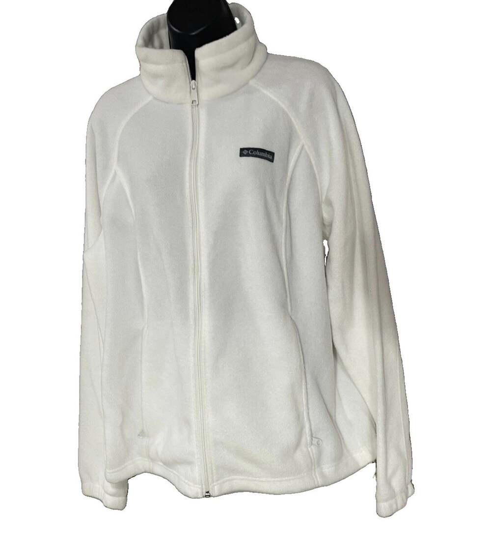 Columbia Women’s White Mock Neck Full Zip Fleece Jacket Size Medium (AX35)